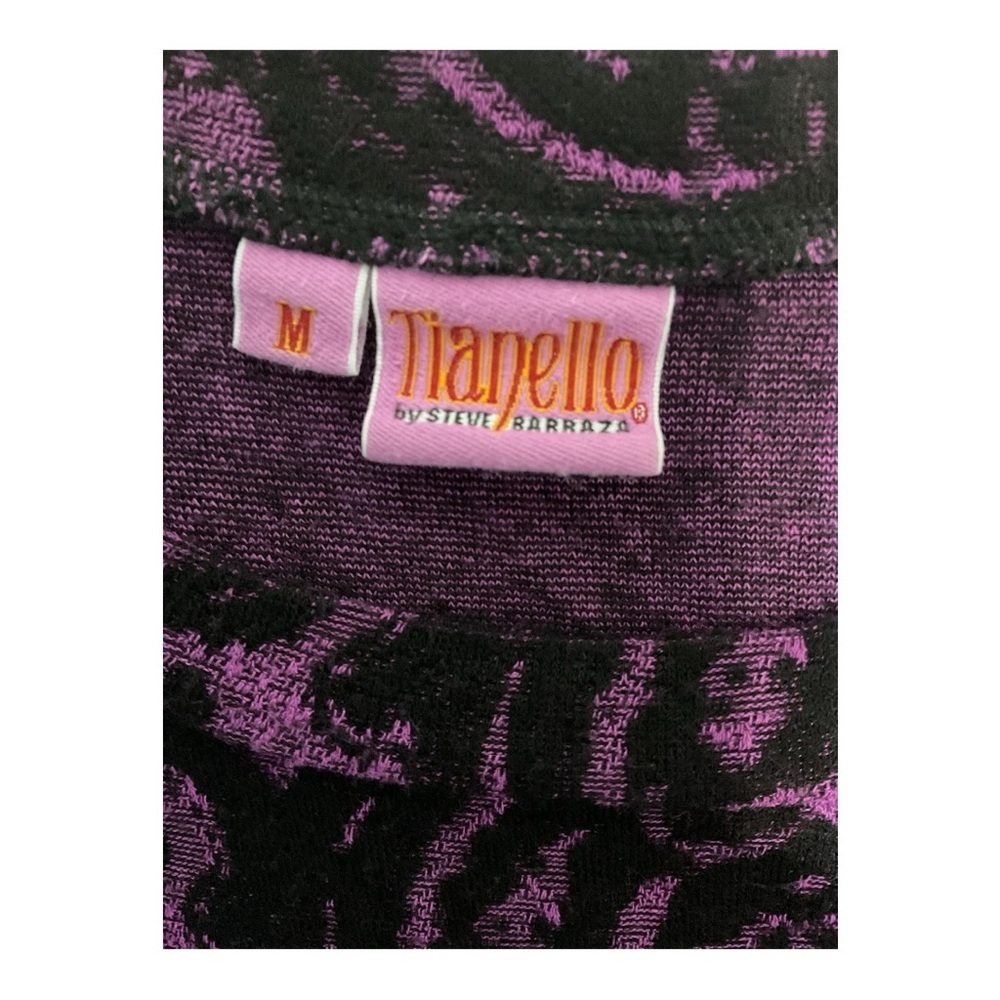 Tianello Purple Black Damask Tunic Top 3/4 Sleeve Flowy M - Picture 6 of 7